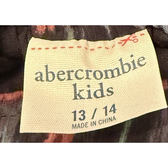 Abercrombie Kids Skirt S 13/14 Black Red Floral Ruffle Hem Sheer Overlay Lined - Picture 5 of 5